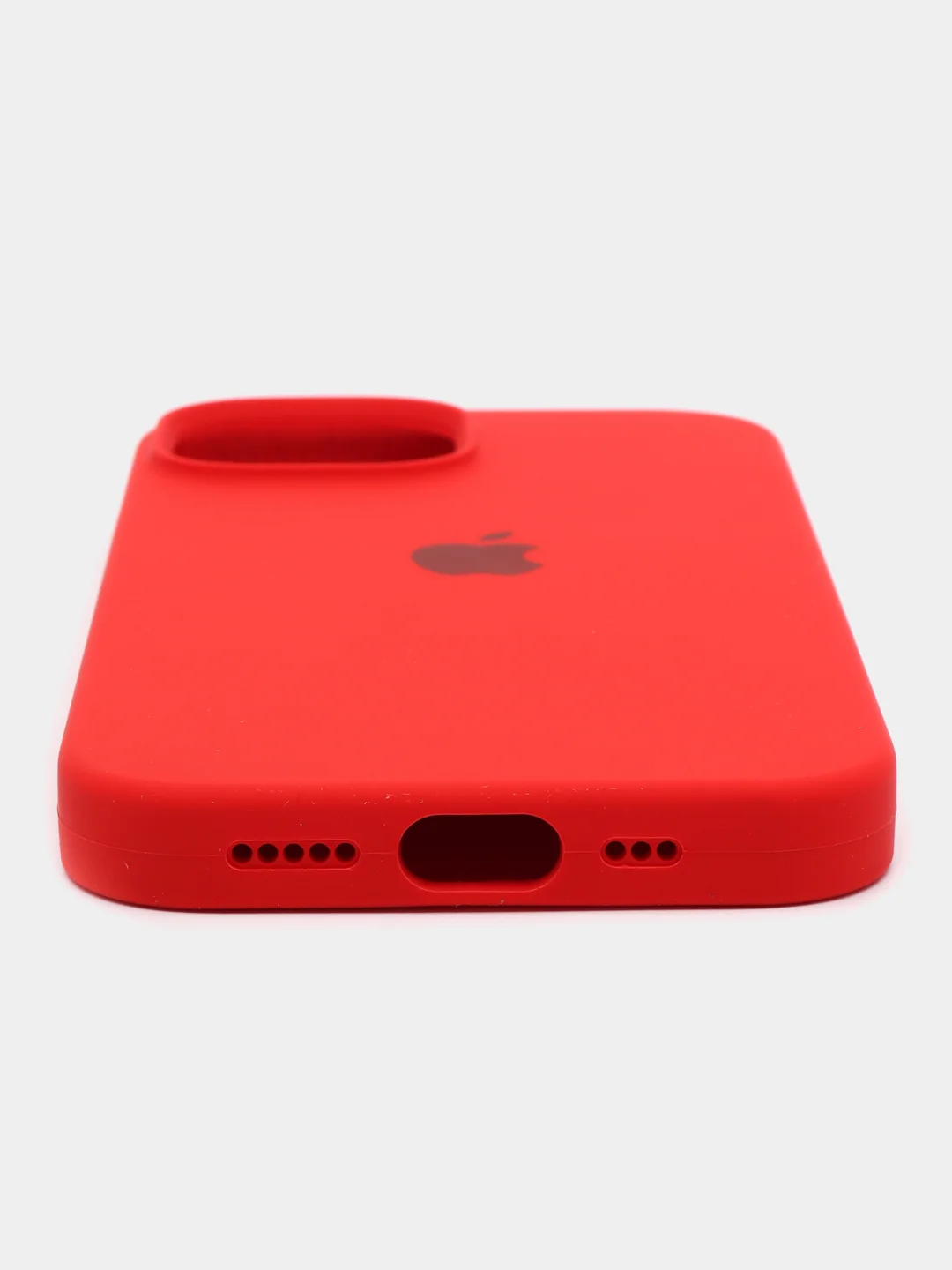 Красный чехол Silicone Case для iPhone 15, 15 Plus, 15 Pro, 15 Pro Max, Ultra с закрытым низом