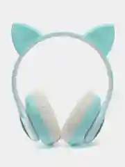 Бирюзовый наушники детские Cat Ear беспроводные, светящиеся, с ушками
