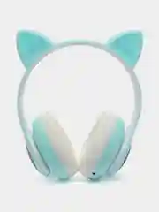 Бирюзовый наушники детские Cat Ear беспроводные, светящиеся, с ушками