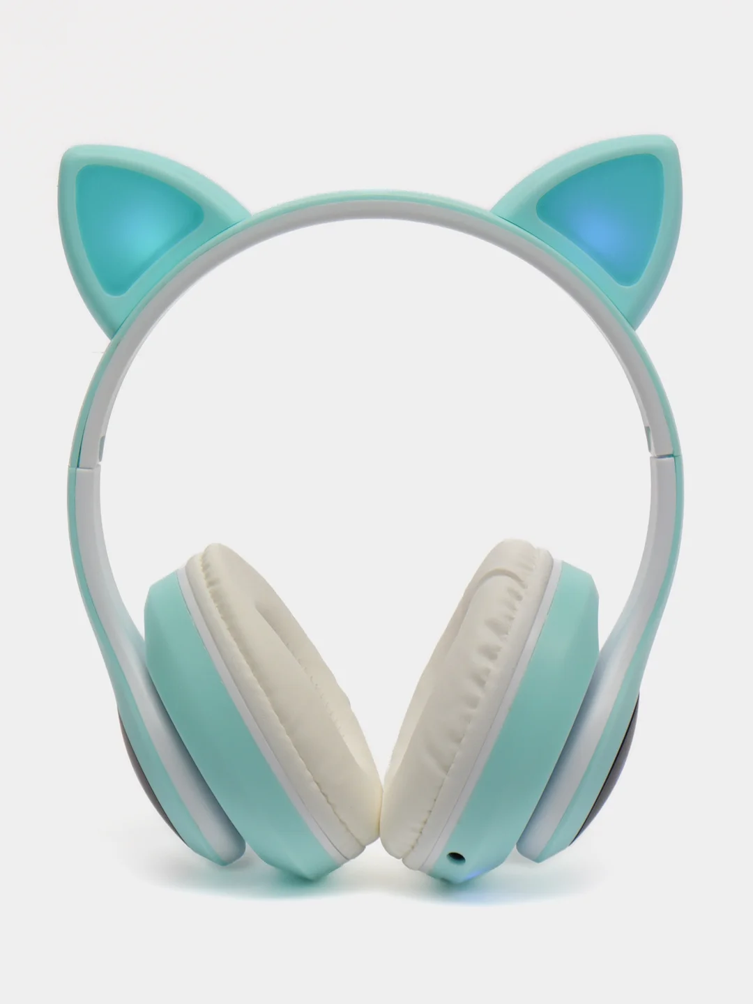 Бирюзовый наушники детские Cat Ear беспроводные, светящиеся, с ушками