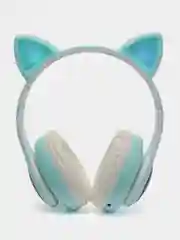 Бирюзовый наушники детские Cat Ear беспроводные, светящиеся, с ушками