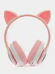 Розовый наушники детские Cat Ear беспроводные, светящиеся, с ушками