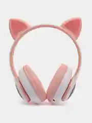 Розовый наушники детские Cat Ear беспроводные, светящиеся, с ушками