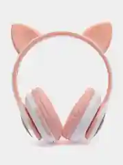 Розовый наушники детские Cat Ear беспроводные, светящиеся, с ушками