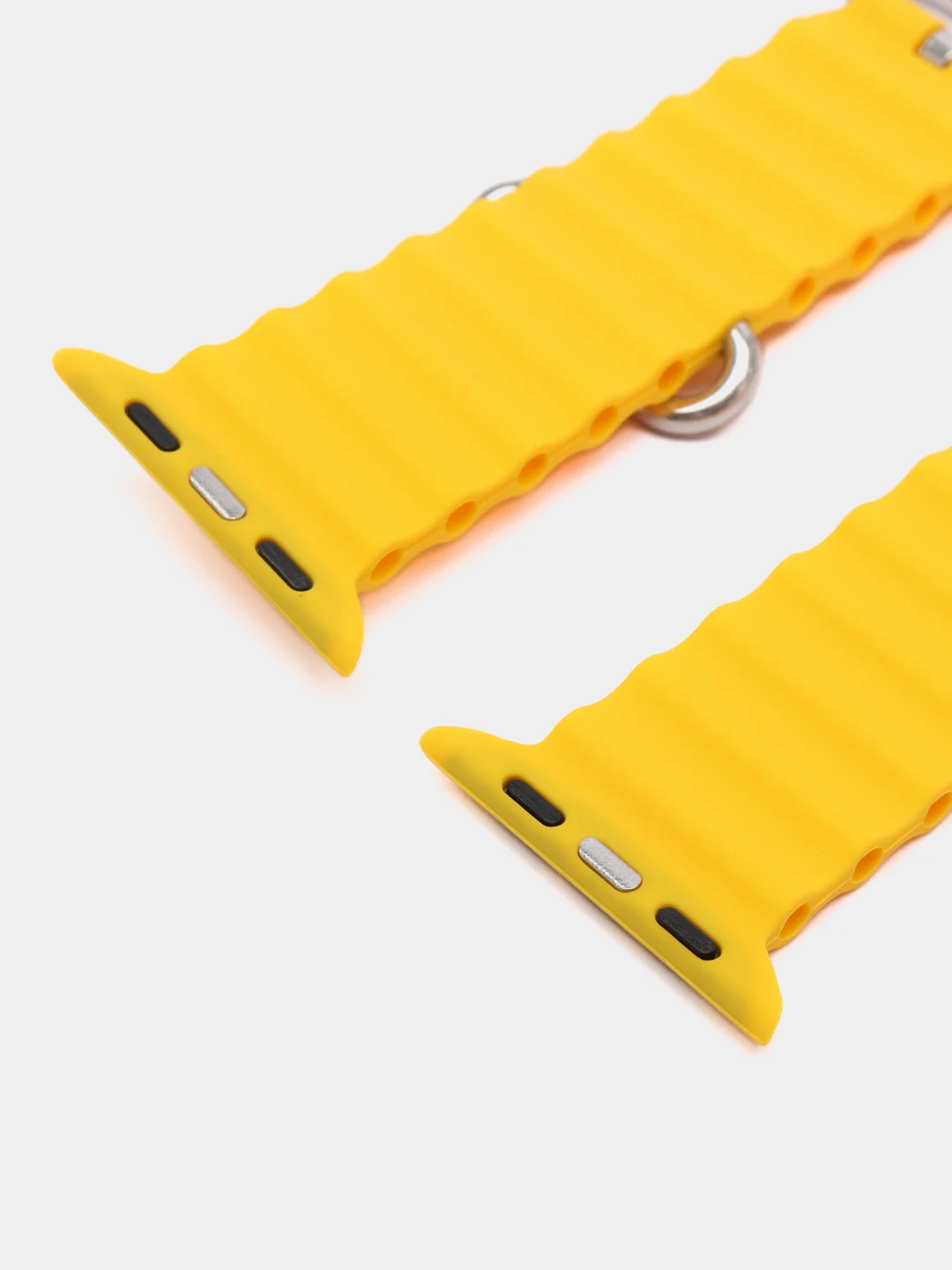 Желтый браслет ремешок ребристый Ocean Band для Apple Watch X22 pro, X7 Pro, T200 plus, M16, HW22