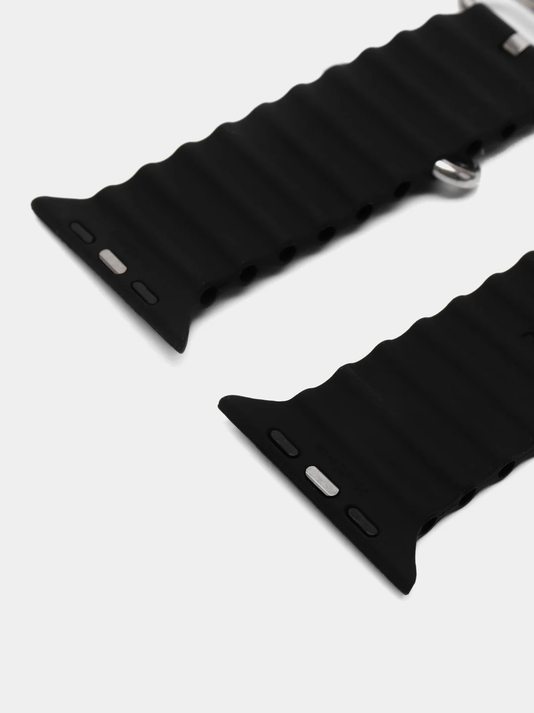 Черный браслет ремешок ребристый Ocean Band для Apple Watch X22 pro, X7 Pro, T200 plus, M16, HW22