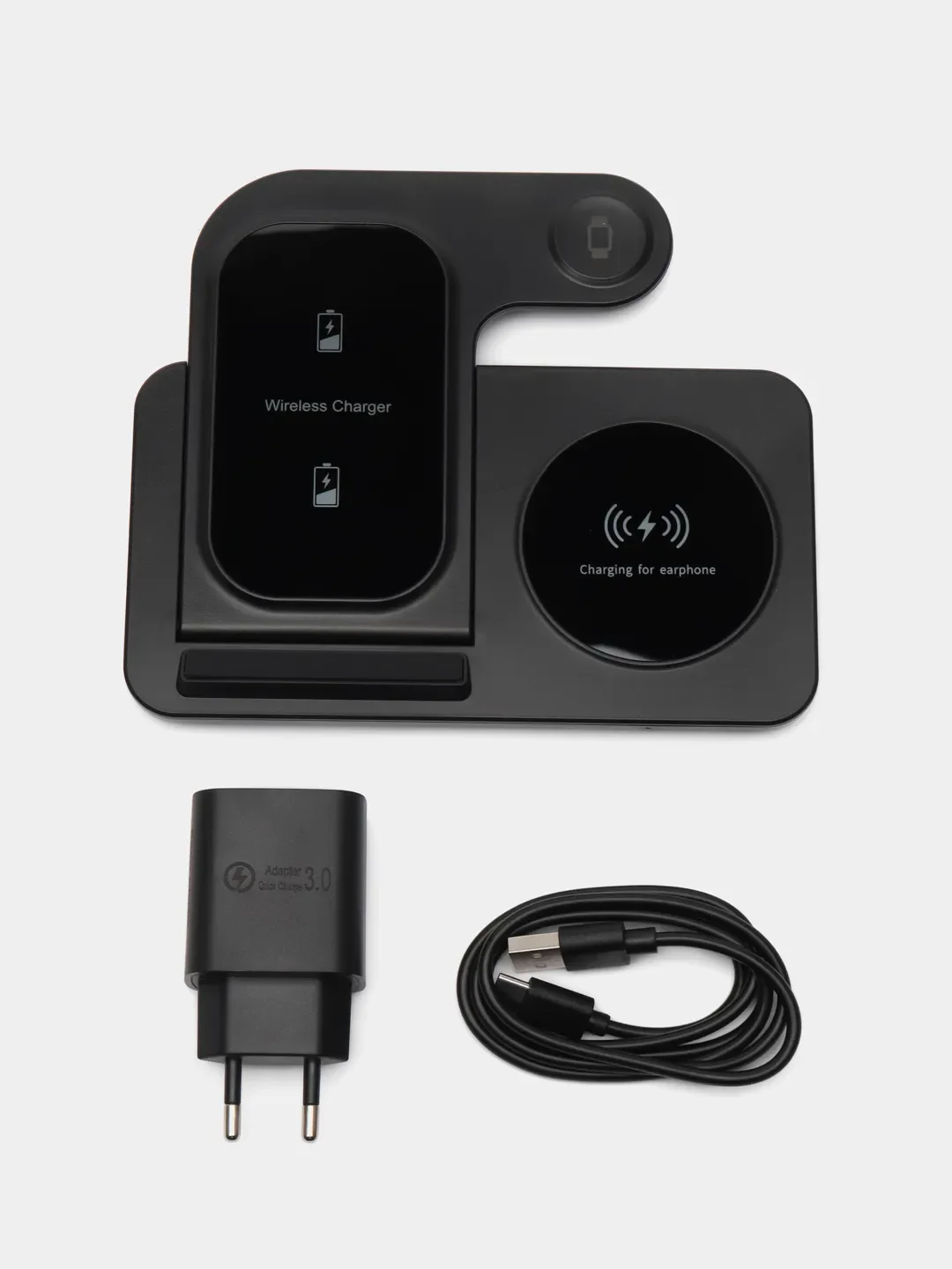 Черный беспроводная зарядка 3 в 1, для iPhone, iWatch, AirPods, Android