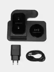 Черный беспроводная зарядка 3 в 1, для iPhone, iWatch, AirPods, Android