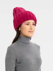 Вишнёвый шапка женская, утеплённая, зимняя, из шерсти, с подкладкой на флисе