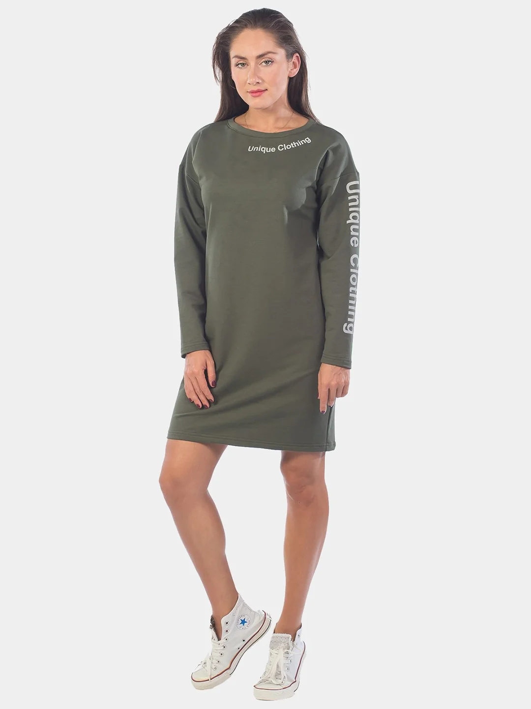 Платье из футера Unique Clothing KLERY, хаки