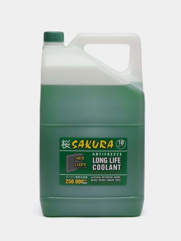 Антифриз Sakura GREEN зеленый -45С 10 кг, для Nissan, Mitsubishi, Honda, Mazda, Suzuki