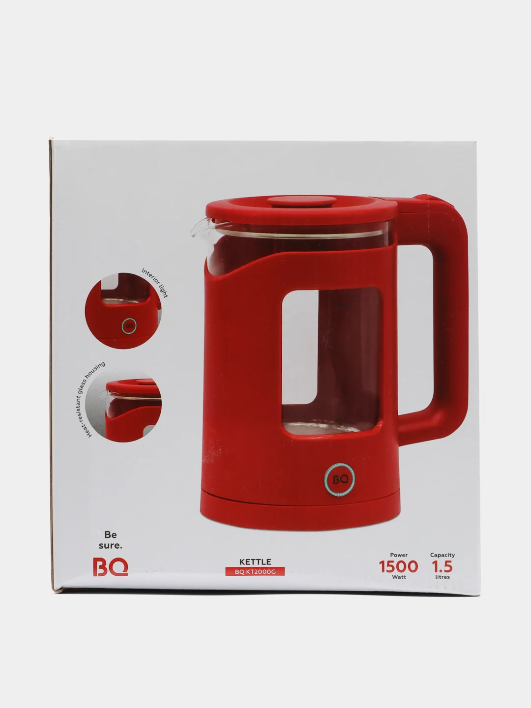 Красный электрический чайник BQ KT2000G, 1.5 л, 500 Вт