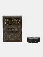 Бордовый карты игральные в подарочном наборе 2 в 1 "Poker cards and cubes", 54 карты