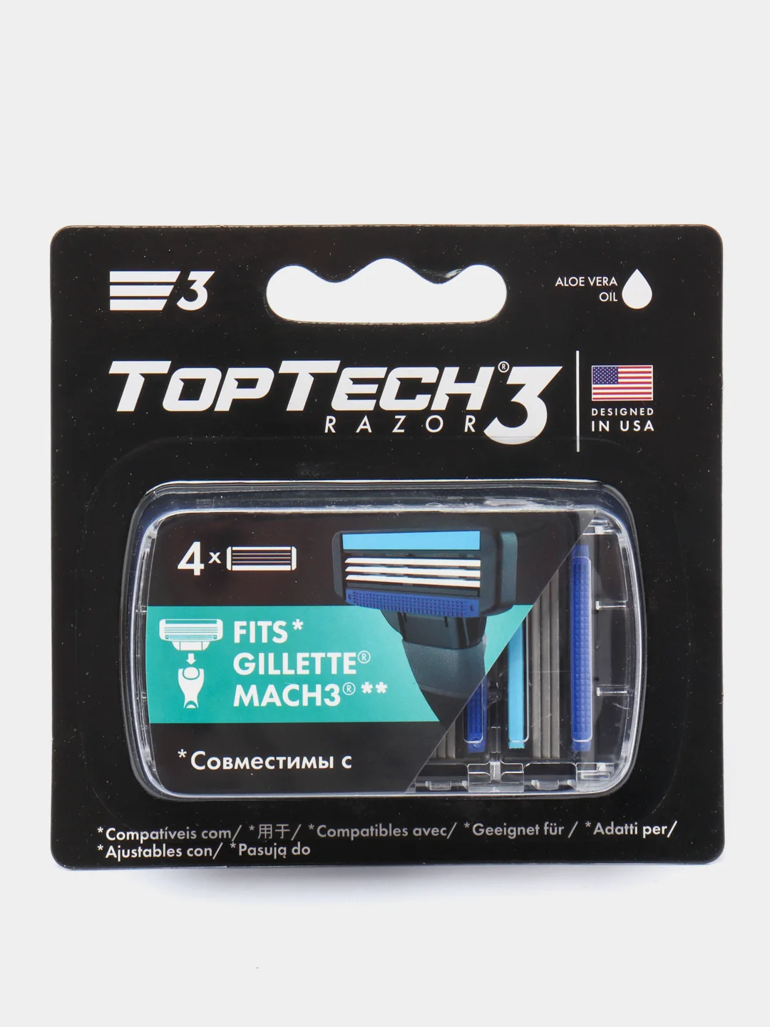 8 сменных кассет TopTech Razor3 для бритв GILLEТТE Mach3, Mach3 Turbo, TopTech Razor3