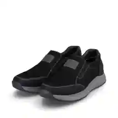 Черный спортивные слипоны, Rieker, из натурального нубука