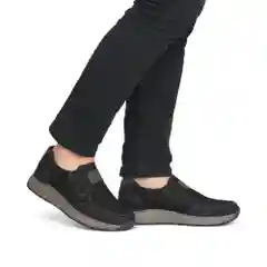 Черный спортивные слипоны, Rieker, из натурального нубука