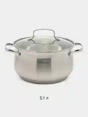 Кастрюля 6,5л Hoffmann, нержавейка, тройное индукционное дно, стеклянная крышка, 2,1-6,5л,