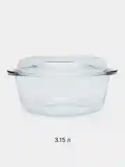 Кастрюля стеклянная с крышкой 0,8-3,15л, в духовку, СВЧ, форма круглая для запекани