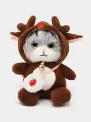 Коричневый мягкая игрушка кошка в костюме, плюшевая с бубенцом, 24 см