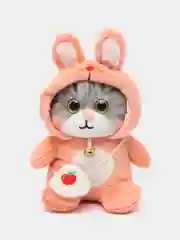 Кораллово-розовый мягкая игрушка кошка в костюме, плюшевая с бубенцом, 24 см