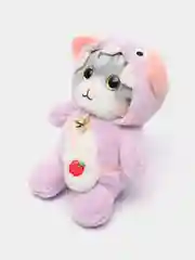 Лавандовый мягкая игрушка кошка в костюме, плюшевая с бубенцом, 24 см