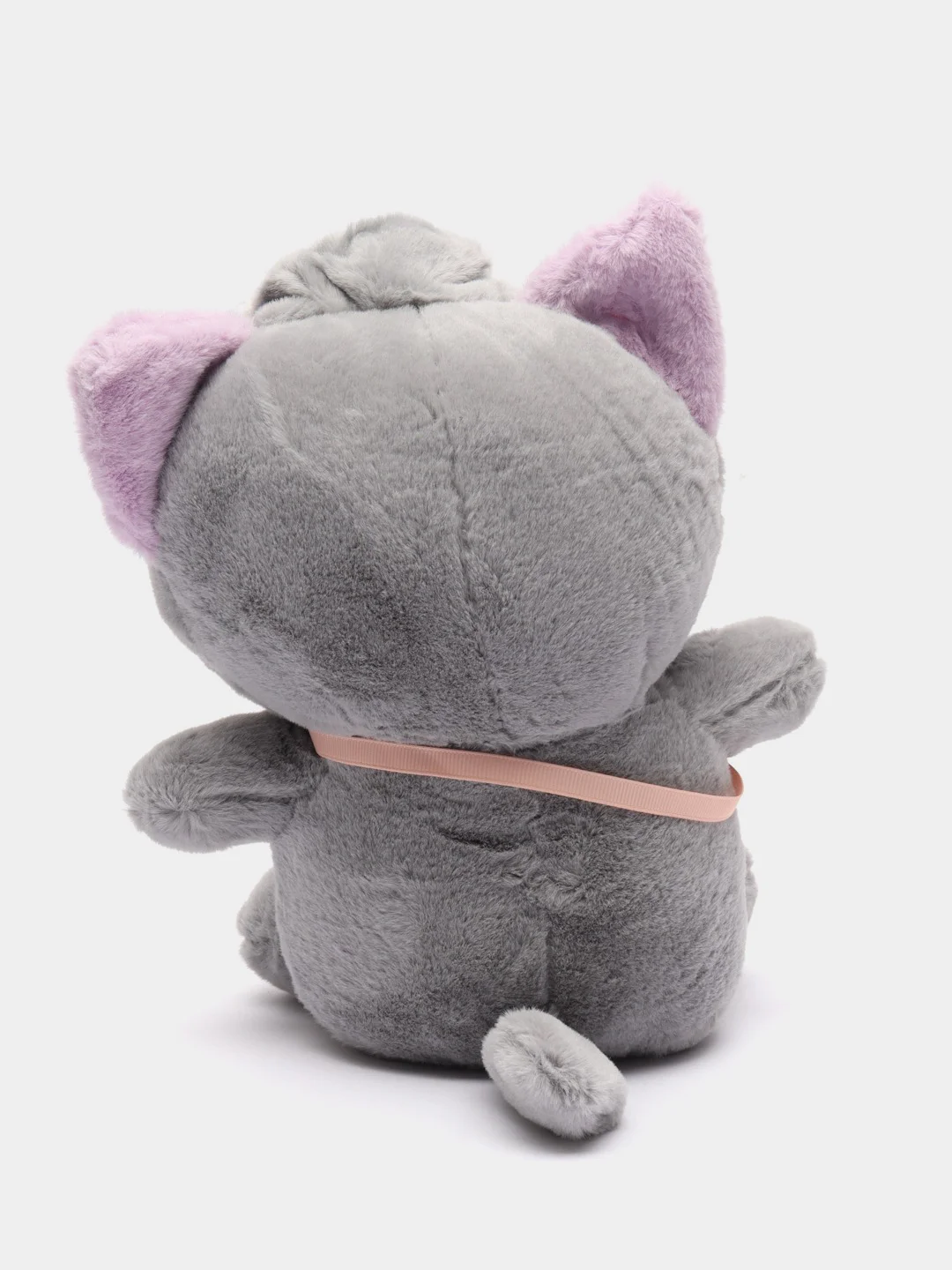 Серый мягкая игрушка кошка в костюме, плюшевая с бубенцом, 24 см