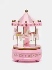 Розовый музыкальная игрушка "Карусель с лошадками", заводная, с подсветкой