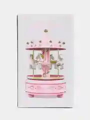 Розовый музыкальная игрушка "Карусель с лошадками", заводная, с подсветкой