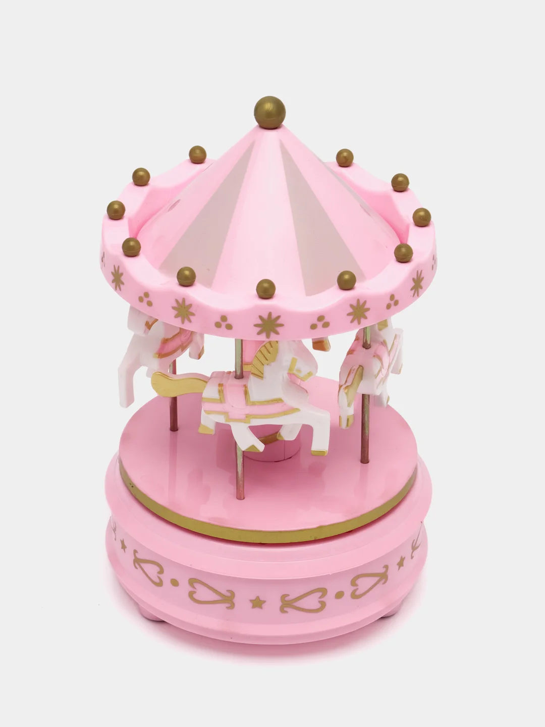 Розовый музыкальная игрушка "Карусель с лошадками", заводная, с подсветкой