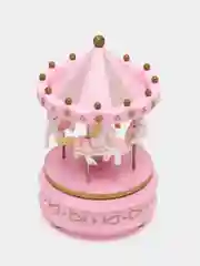 Розовый музыкальная игрушка "Карусель с лошадками", заводная, с подсветкой