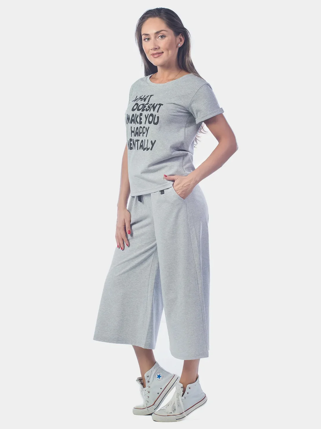 Костюм женский What doesnt, серый меланж, КЛК1389П3