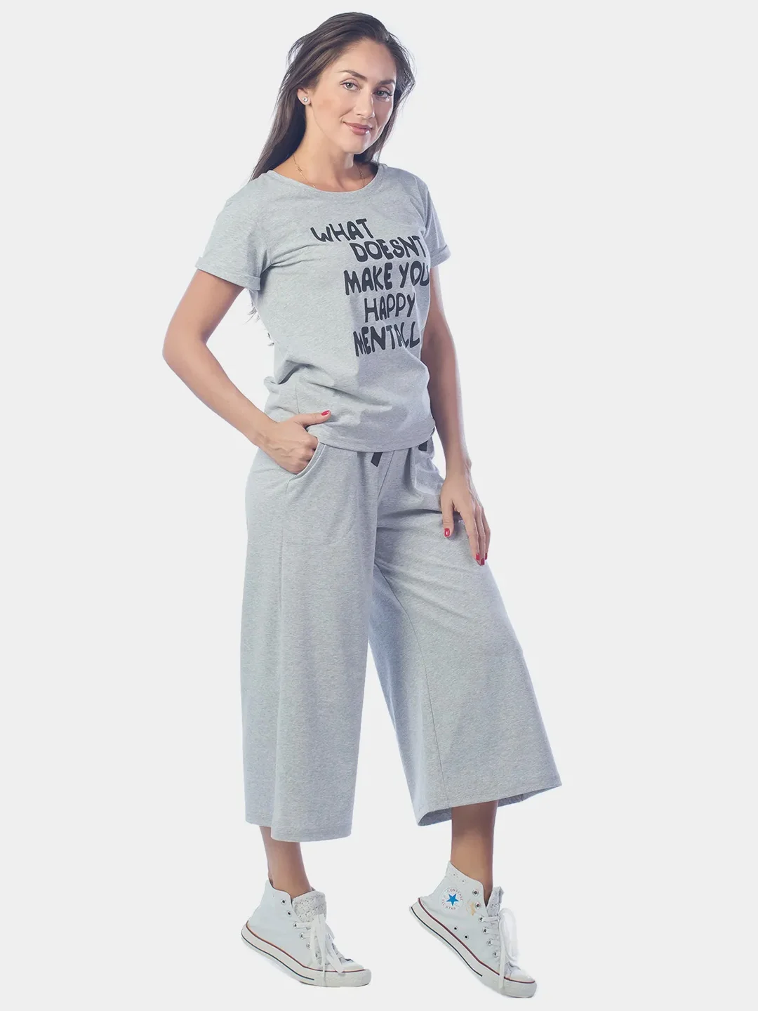 Костюм женский What doesnt, серый меланж, КЛК1389П3