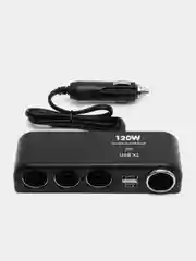 Разветвитель в прикуриватель Olesson 1525, 4 гнезда + 2 USB разъема, шнур