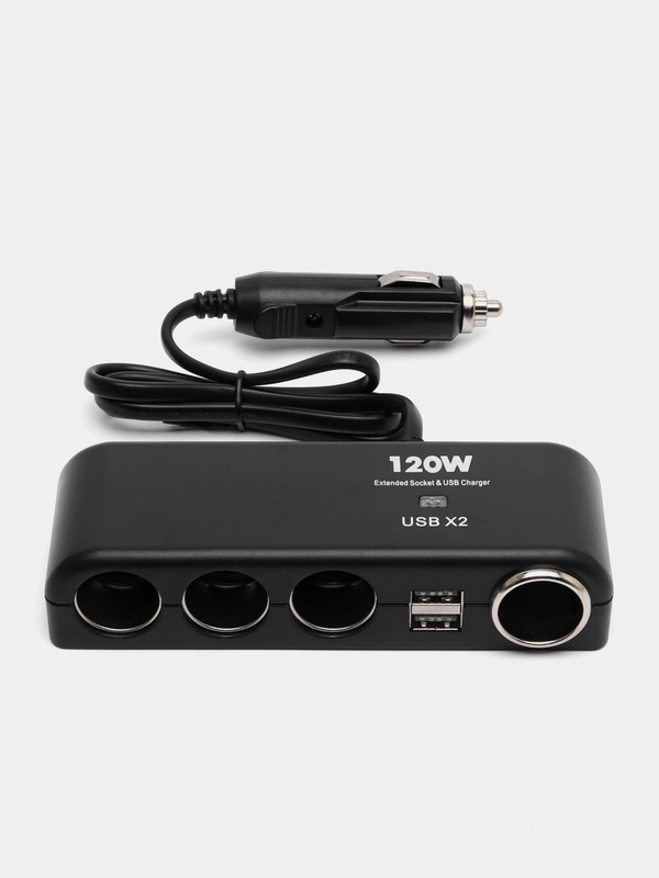 Разветвитель в прикуриватель Olesson 1525, 4 гнезда + 2 USB разъема, шнур
