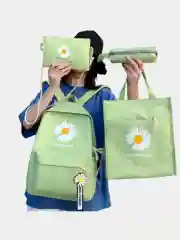 Салатовый ранец 4 в 1, школьный рюкзак для мальчика и девочки, сумка универсальная, с принтом