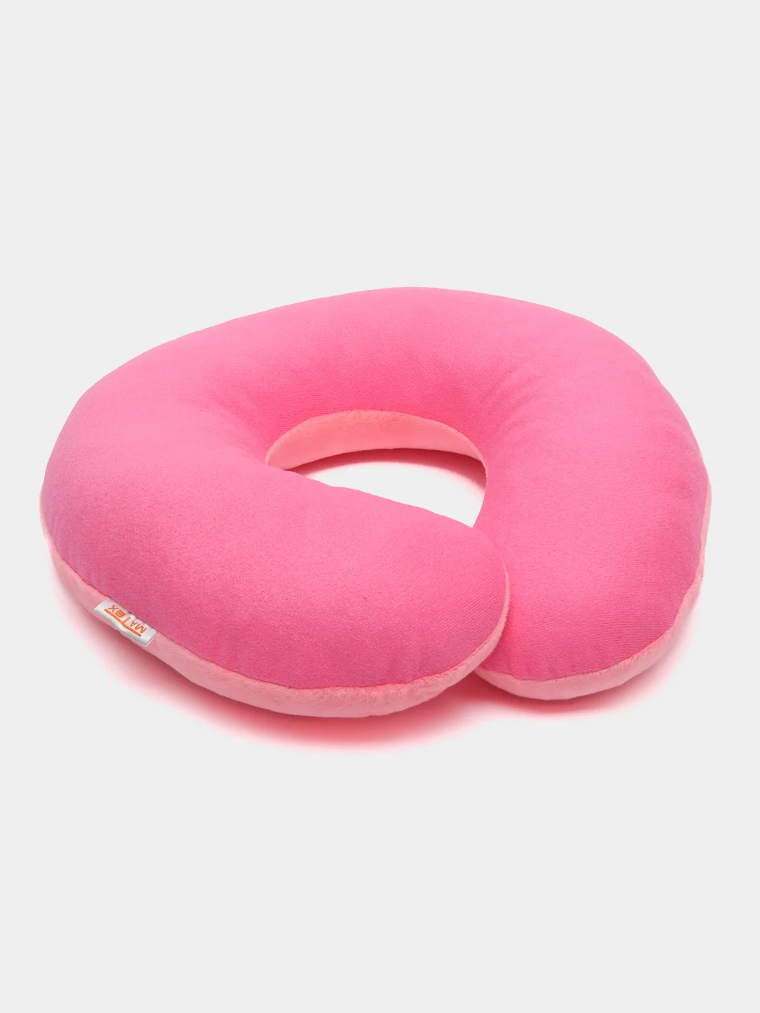 Розовый подушка дорожная MATEX "BAGEL",  для поддержки головы и шеи, мех, 37 х 35 х 9 см