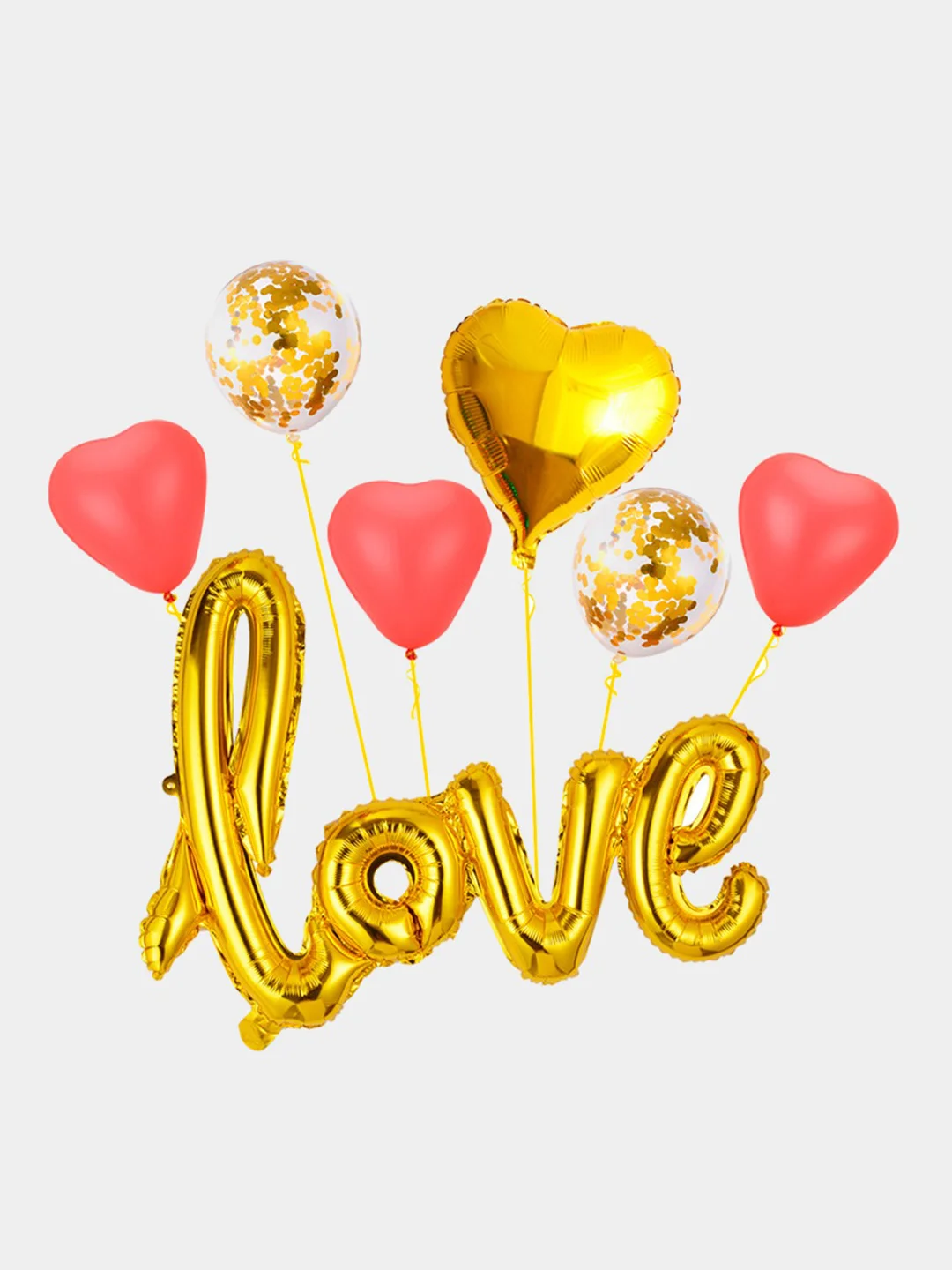 Золотой набор воздушных шаров "LOVE", фольгированные