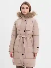 Карамельный куртка, утепленный тренч с натуральным мехом