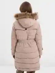 Карамельный куртка, утепленный тренч с натуральным мехом