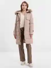 Карамельный куртка, утепленный тренч с натуральным мехом