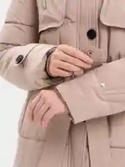 Карамельный куртка, утепленный тренч с натуральным мехом