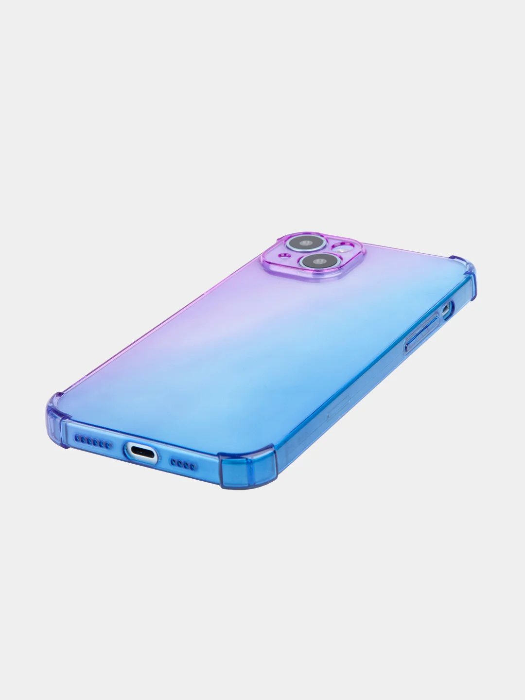 Фиолетовый чехол+стекло для Apple iPhone 15 Plus противоударный силиконовый ROSCO с усиленными углами