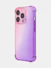 Розовый чехол + стекло для iPhone 15 Pro противоударный силиконовый ROSCO прозрачный с углами