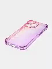 Розовый чехол + стекло для iPhone 15 Pro противоударный силиконовый ROSCO прозрачный с углами