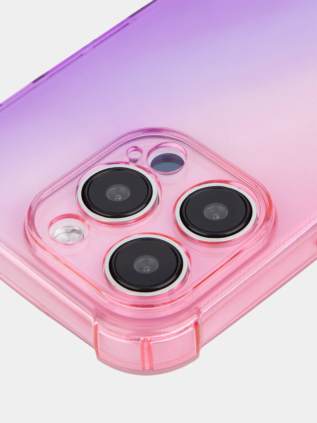 Розовый чехол + стекло для iPhone 15 Pro противоударный силиконовый ROSCO прозрачный с углами