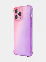 Розовый чехол + стекло для iPhone 15 Pro Max противоударный силиконовый ROSCO прозрачный с углами