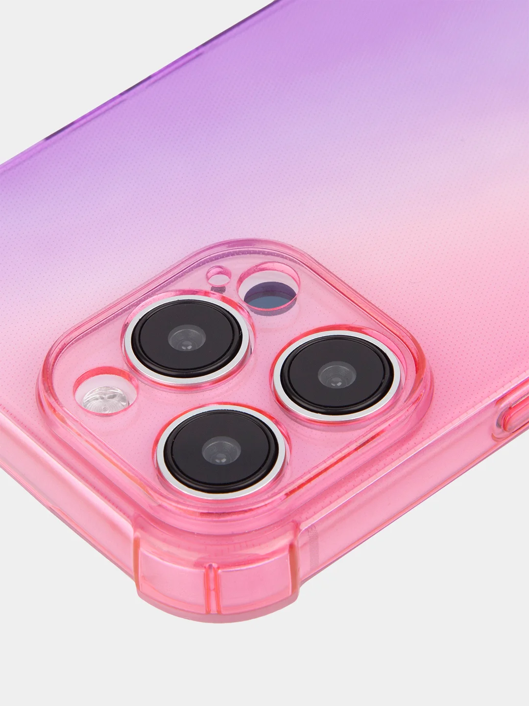 Розовый чехол + стекло для iPhone 15 Pro Max противоударный силиконовый ROSCO прозрачный с углами