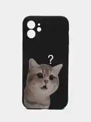 Черный чехол для iPhone 11, 12, 13, 14, с принтом, с защитой камеры