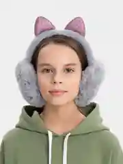 Серый меховые наушники с кошачьими ушками, зимние наушники, теплые меховые наушники