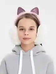 Белый меховые наушники с кошачьими ушками, зимние наушники, теплые меховые наушники